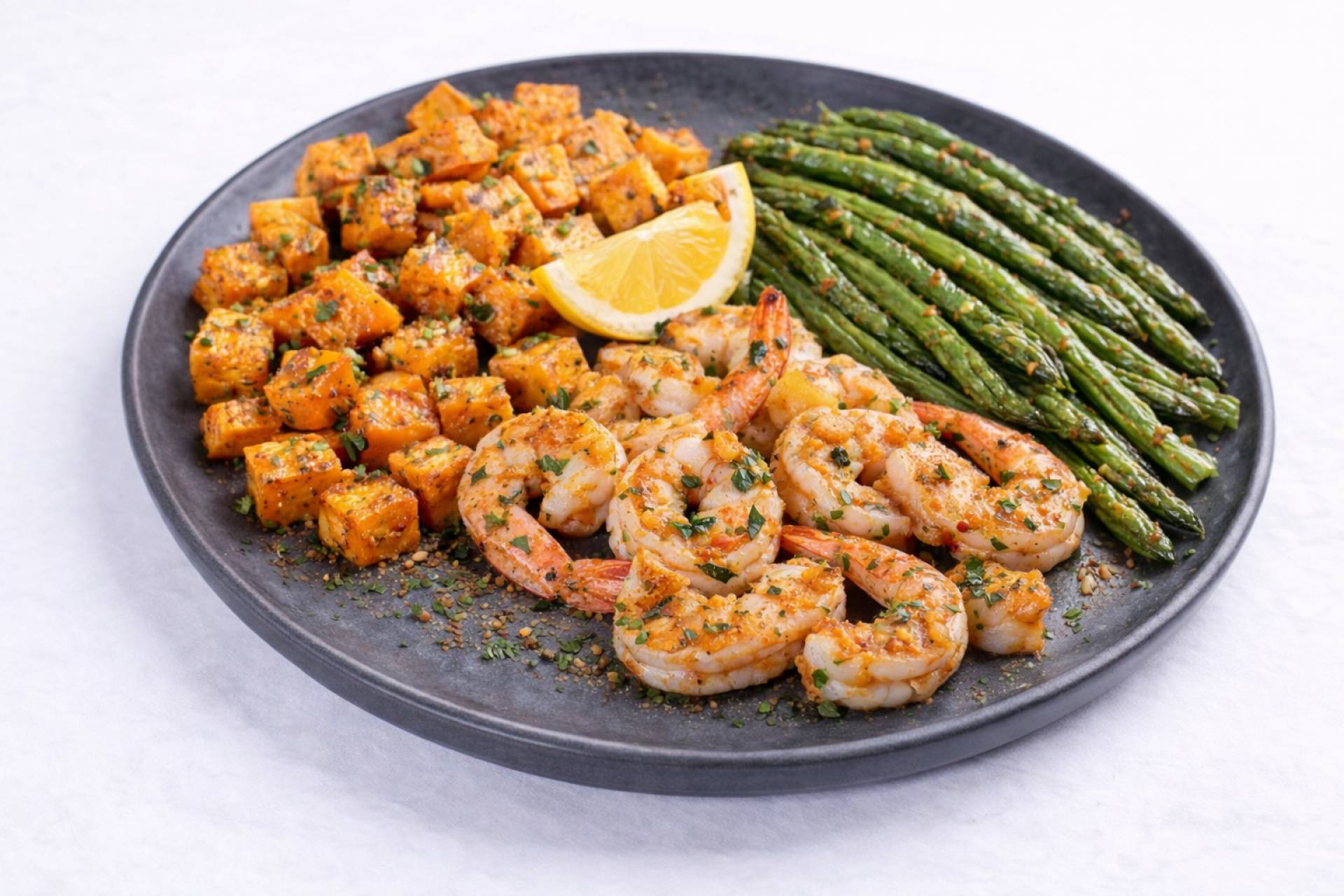Baked Shrimp with Sweet Potatoes & Green Beans