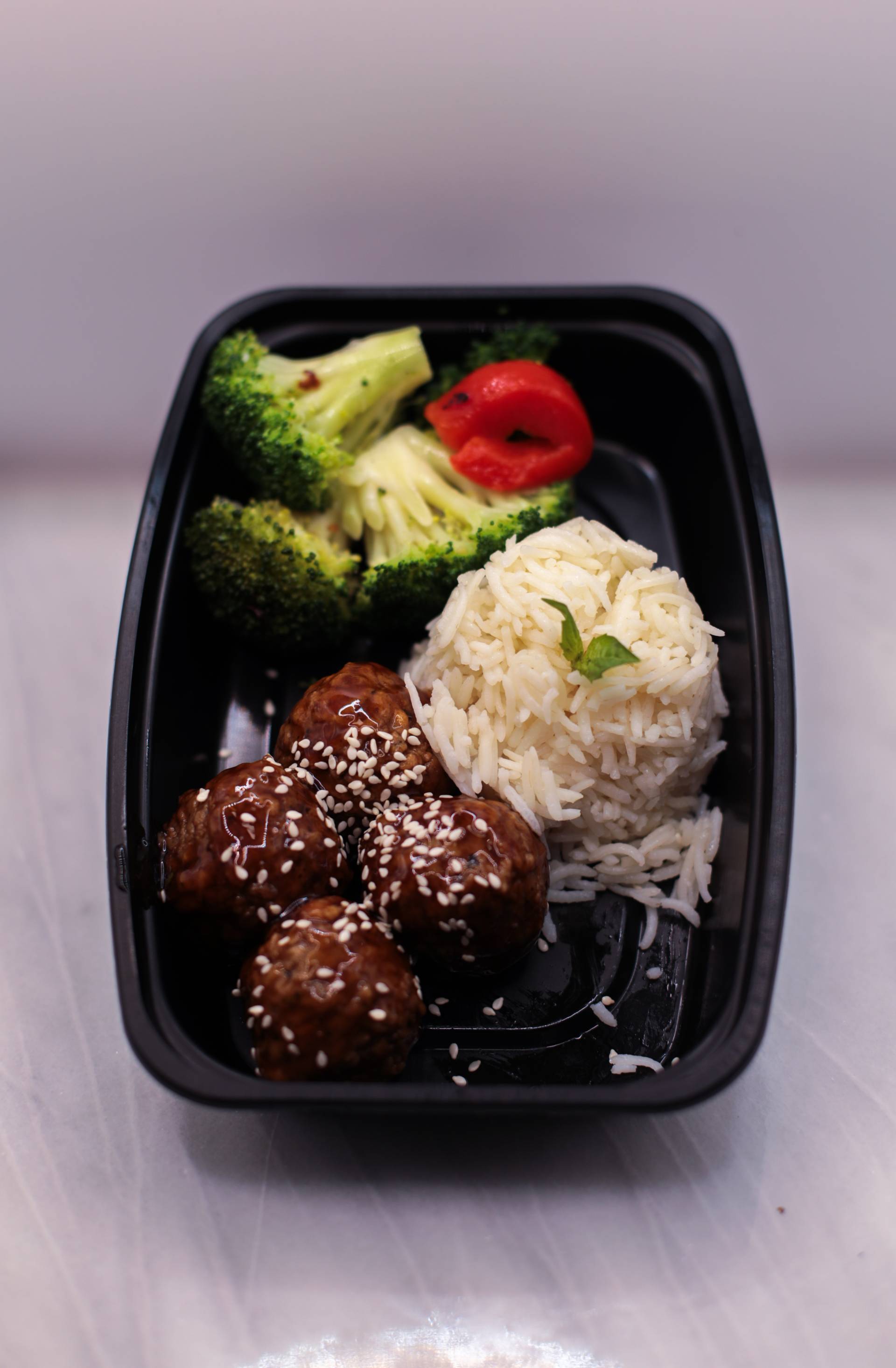 Organic Turkey Teriyaki Meatballs With White Rice & Broccoli