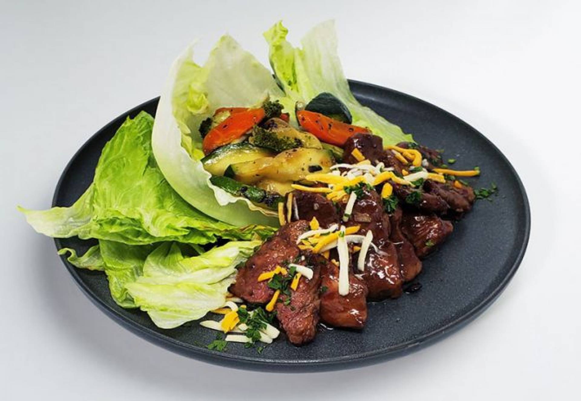 Bourbon Glazed Steak Lettuce Wraps