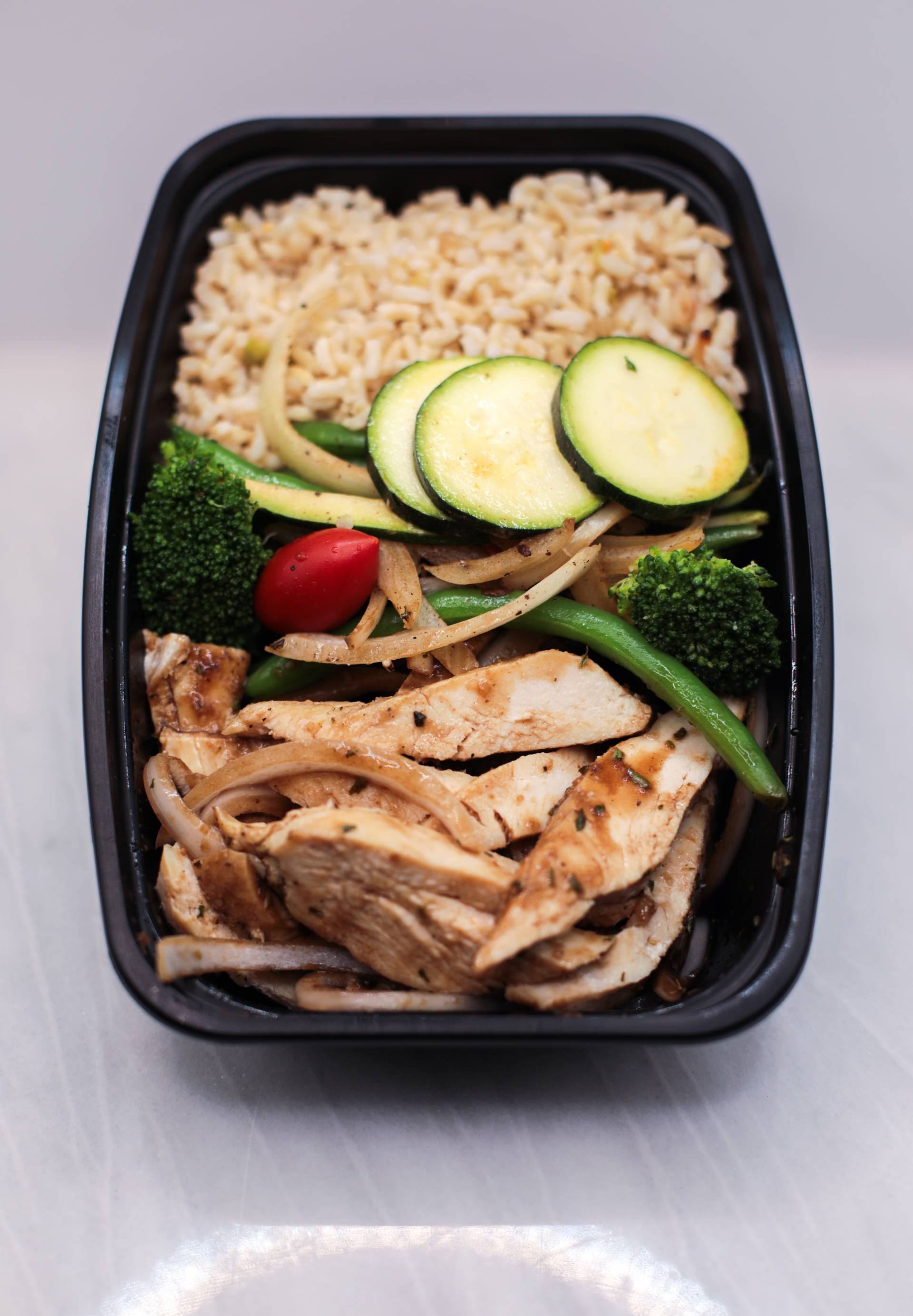 Balsamic Glazed Chicken With Brown Rice & Vegetable Medley