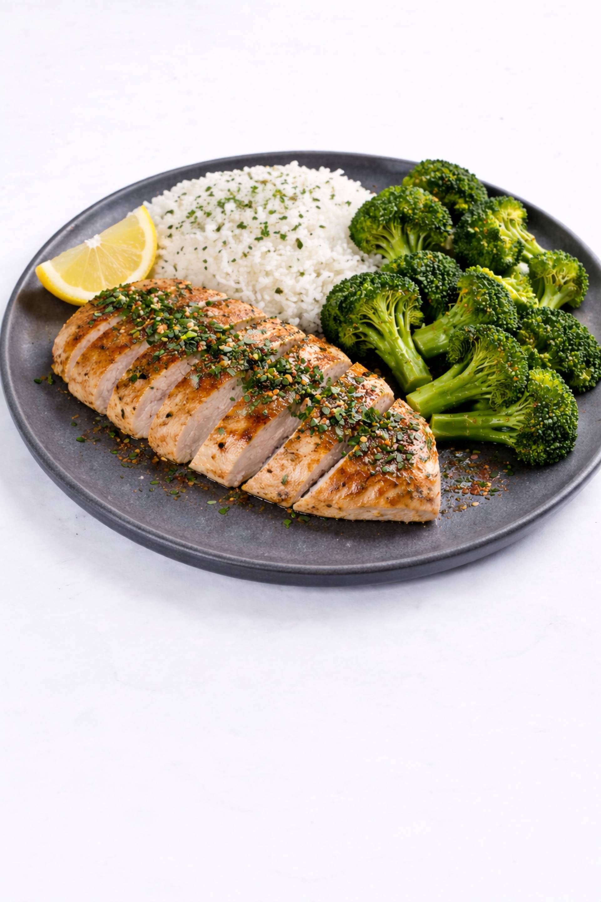 Grilled Chicken With White Rice & Broccoli