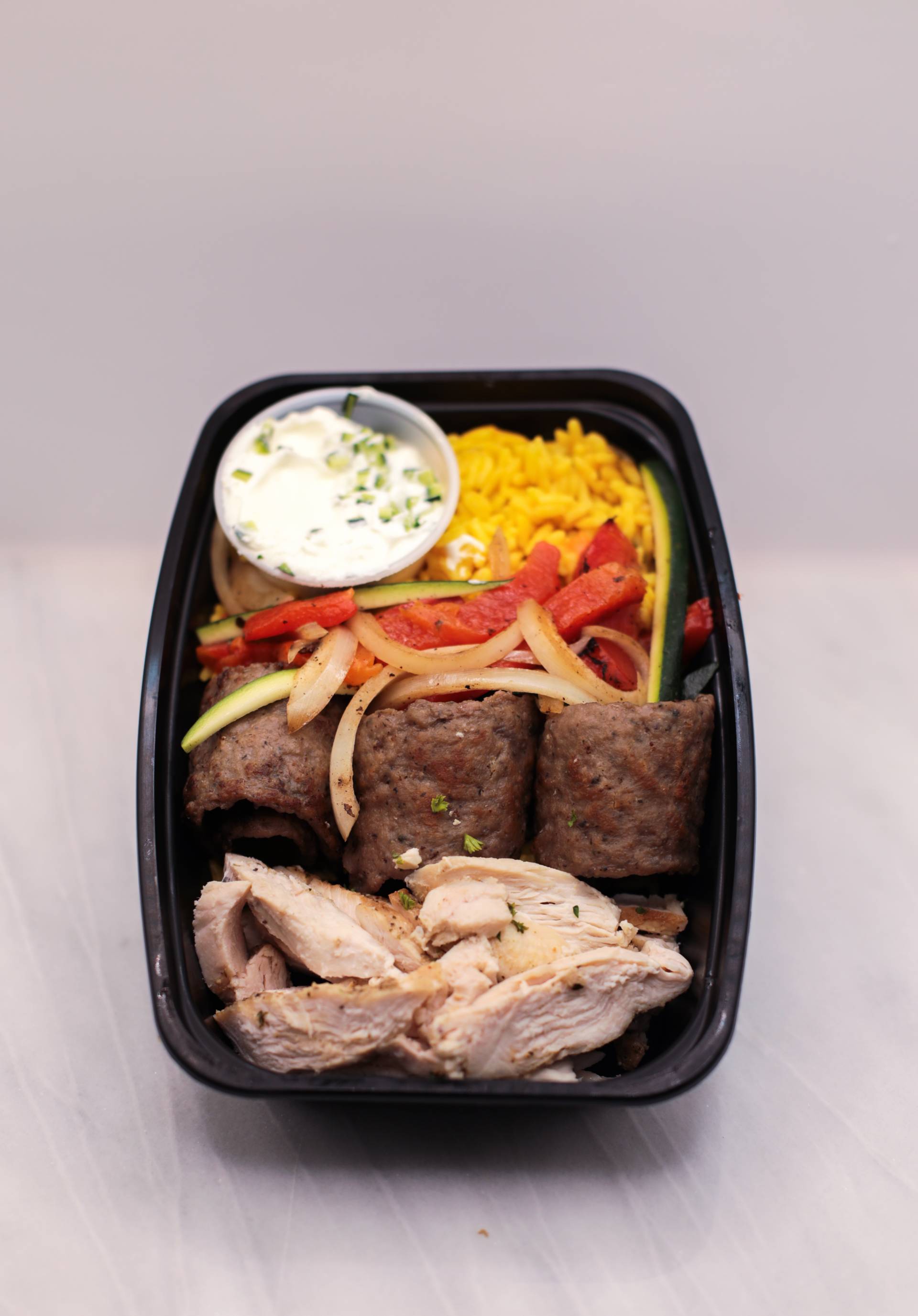 Lamb & Chicken Gyro With Yellow Rice & Mixed Vegetables