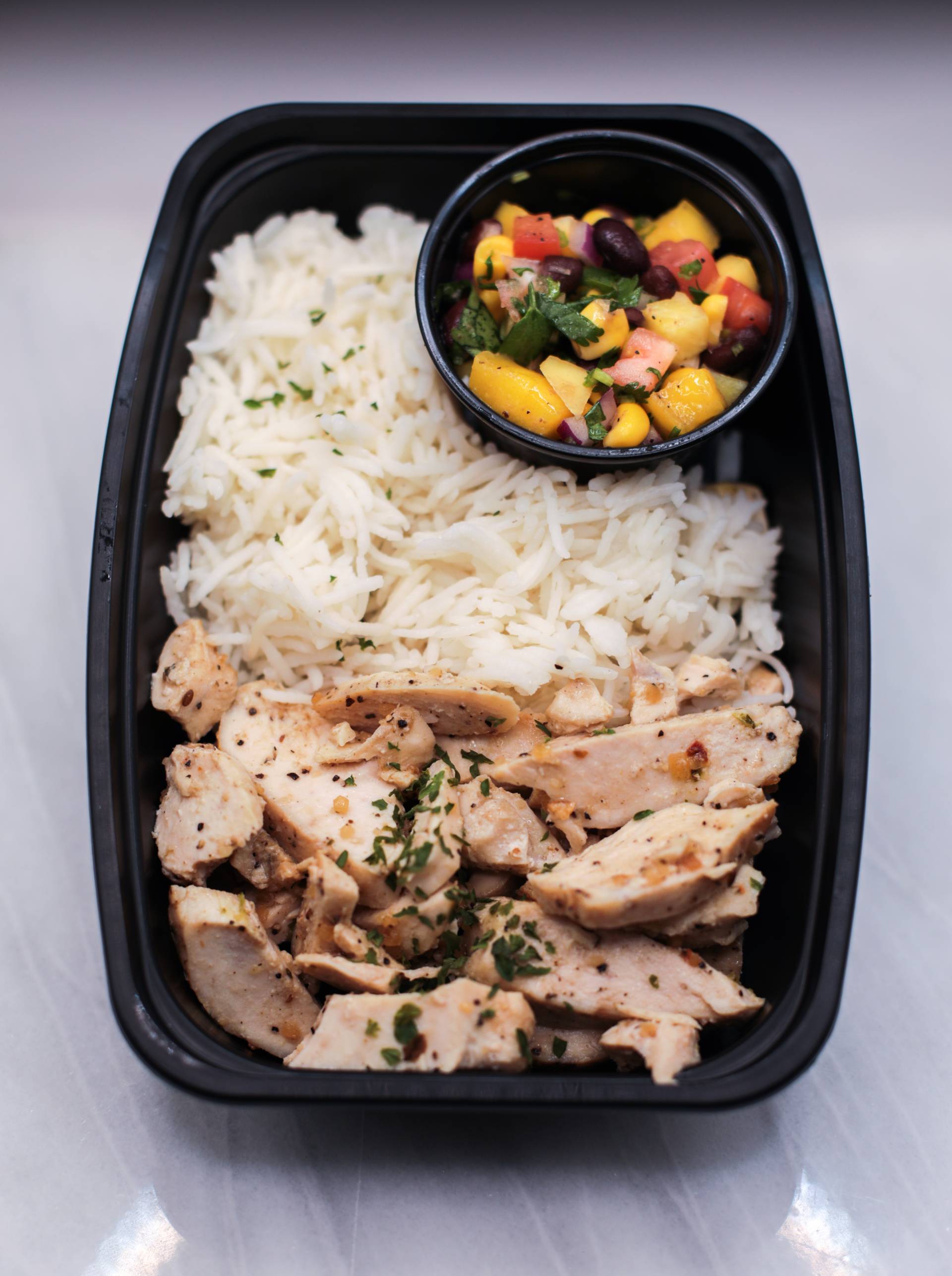 Grilled Chicken With White Rice & Caribbean Mango Salsa